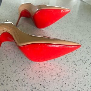 Christian Louboutin Pointed Toe Heels in Red and Nude